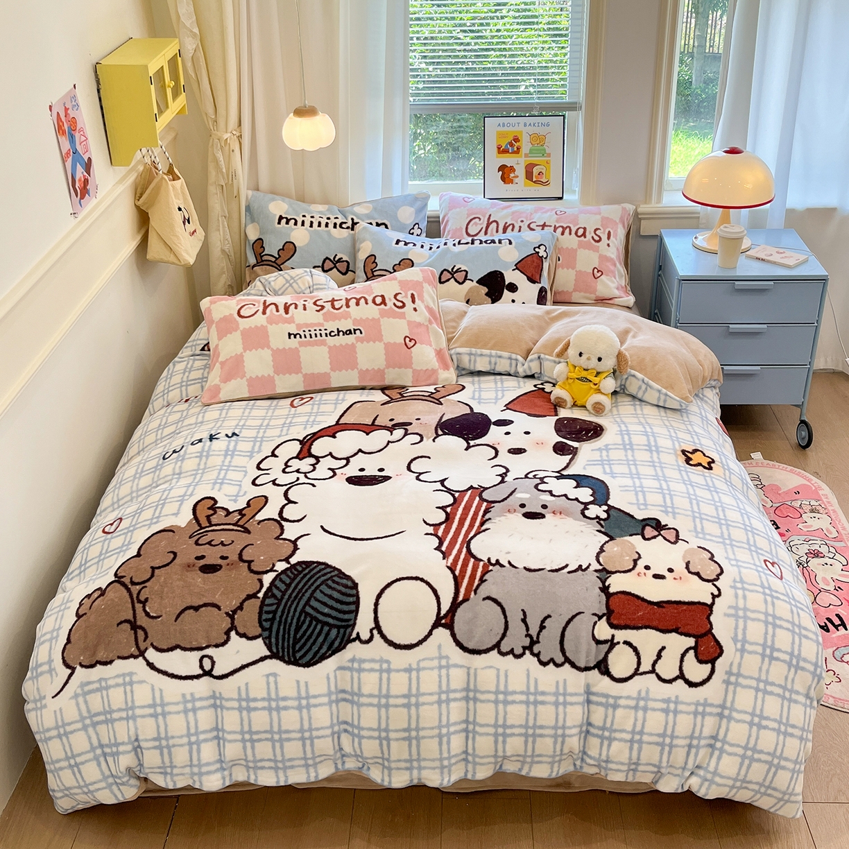 91家纺网 家纺一手货源 找家纺 （总）金爱家 2025新品A类正版授权miiiiichan咪酱大版卡通数码印花加厚牛奶绒系列四件套