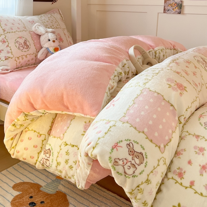 91家纺网 家纺一手货源 找家纺 （总）川悦生活 2025新款加厚保暖高克重牛奶绒宿舍三件套