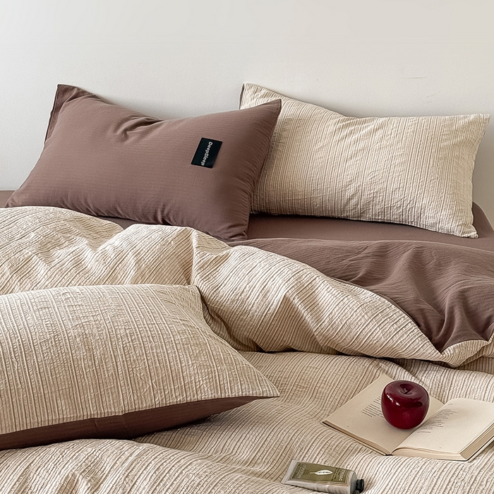 91家纺网 家纺一手货源 找家纺 （总）Mr.pig猪先生水洗棉 2025新款全棉纯棉色织立体人字纹四件套-素雅肌理系列