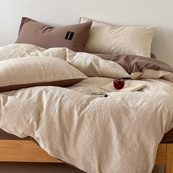 91家纺网 家纺一手货源 找家纺 （总）Mr.pig猪先生水洗棉 2025新款全棉纯棉色织立体人字纹四件套-素雅肌理系列