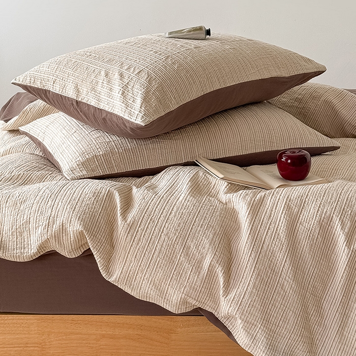 91家纺网 家纺一手货源 找家纺 （总）Mr.pig猪先生水洗棉 2025新款全棉纯棉色织立体人字纹四件套-素雅肌理系列