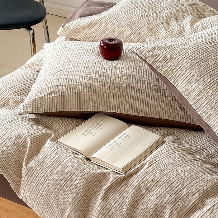 91家纺网 家纺一手货源 找家纺 （总）Mr.pig猪先生水洗棉 2025新款全棉纯棉色织立体人字纹四件套-素雅肌理系列