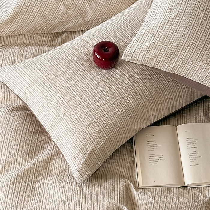 91家纺网 家纺一手货源 找家纺 （总）Mr.pig猪先生水洗棉 2025新款全棉纯棉色织立体人字纹四件套-素雅肌理系列