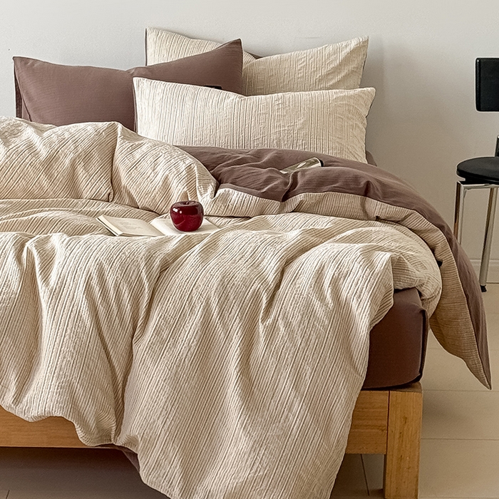 91家纺网 家纺一手货源 找家纺 （总）Mr.pig猪先生水洗棉 2025新款全棉纯棉色织立体人字纹四件套-素雅肌理系列