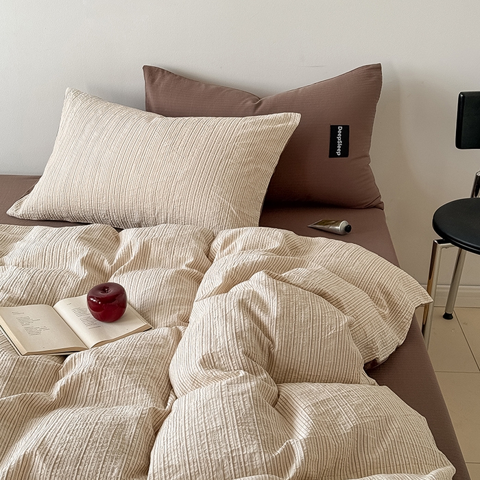 91家纺网 家纺一手货源 找家纺 （总）Mr.pig猪先生水洗棉 2025新款全棉纯棉色织立体人字纹四件套-素雅肌理系列