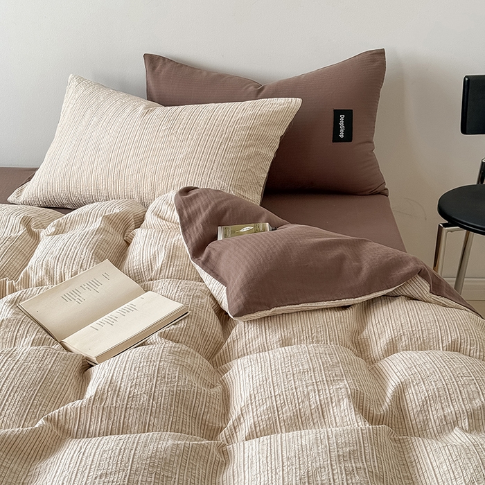 91家纺网 家纺一手货源 找家纺 （总）Mr.pig猪先生水洗棉 2025新款全棉纯棉色织立体人字纹四件套-素雅肌理系列