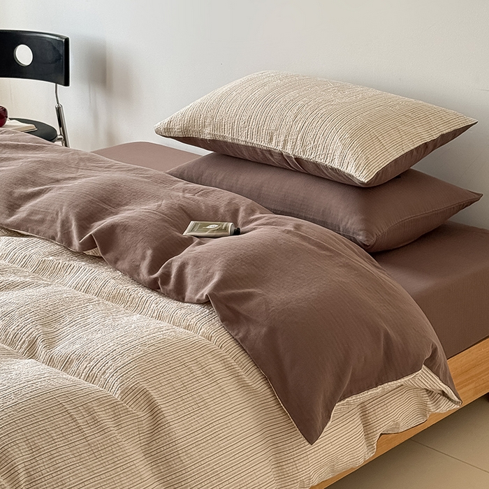 91家纺网 家纺一手货源 找家纺 （总）Mr.pig猪先生水洗棉 2025新款全棉纯棉色织立体人字纹四件套-素雅肌理系列