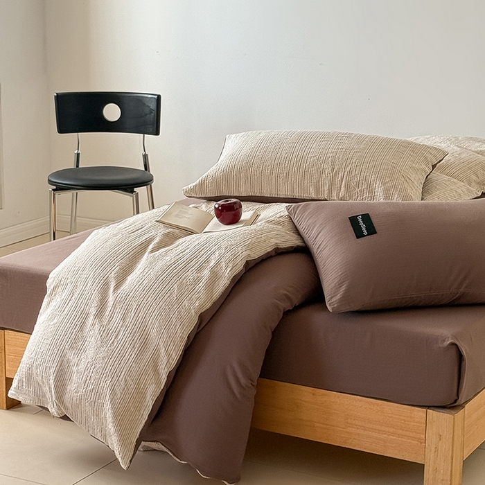 91家纺网 家纺一手货源 找家纺 （总）Mr.pig猪先生水洗棉 2025新款全棉纯棉色织立体人字纹四件套-素雅肌理系列