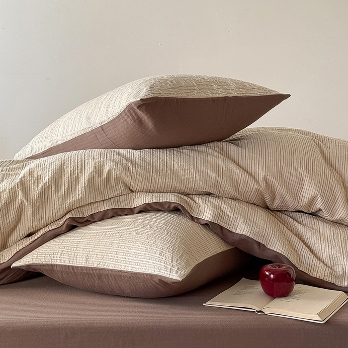 91家纺网 家纺一手货源 找家纺 （总）Mr.pig猪先生水洗棉 2025新款全棉纯棉色织立体人字纹四件套-素雅肌理系列