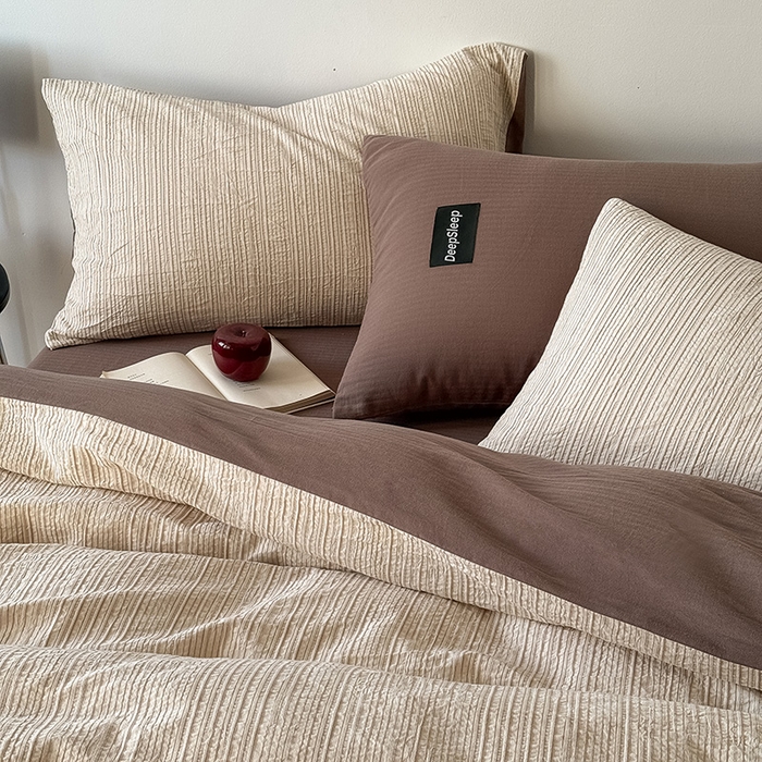 91家纺网 家纺一手货源 找家纺 （总）Mr.pig猪先生水洗棉 2025新款全棉纯棉色织立体人字纹四件套-素雅肌理系列