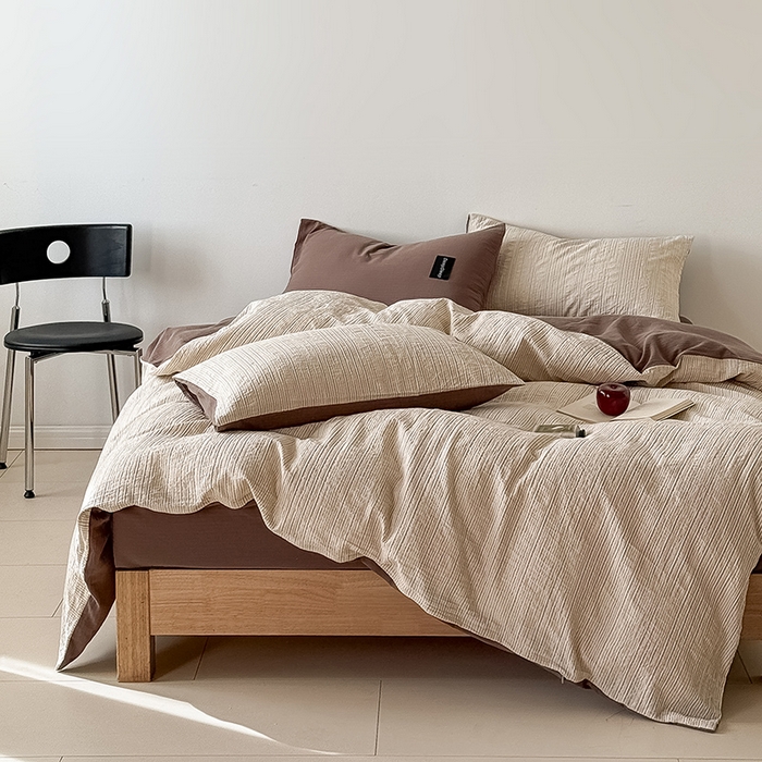 91家纺网 家纺一手货源 找家纺 （总）Mr.pig猪先生水洗棉 2025新款全棉纯棉色织立体人字纹四件套-素雅肌理系列