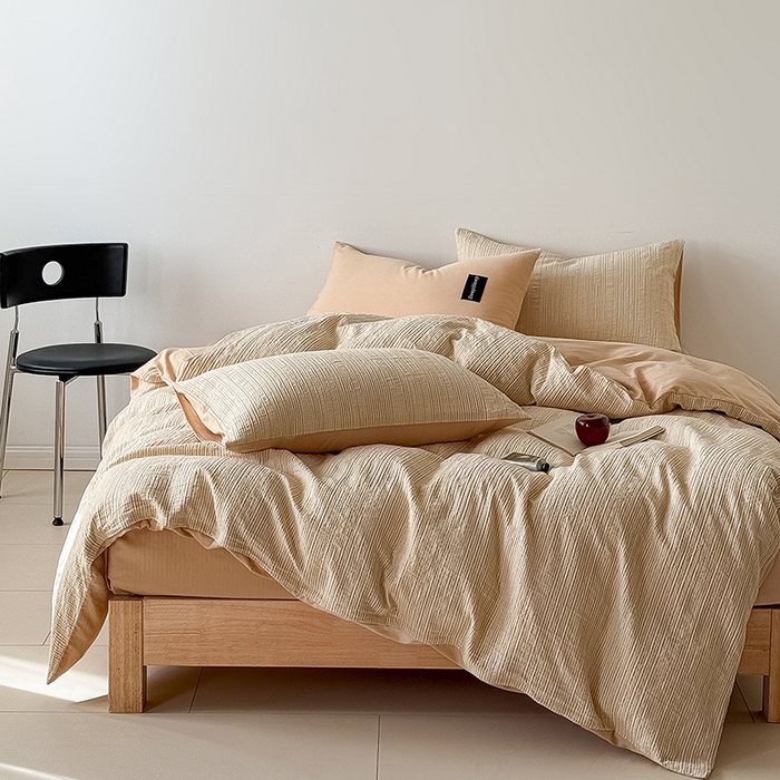 91家纺网 家纺一手货源 找家纺 （总）Mr.pig猪先生水洗棉 2025新款全棉纯棉色织立体人字纹四件套-素雅肌理系列