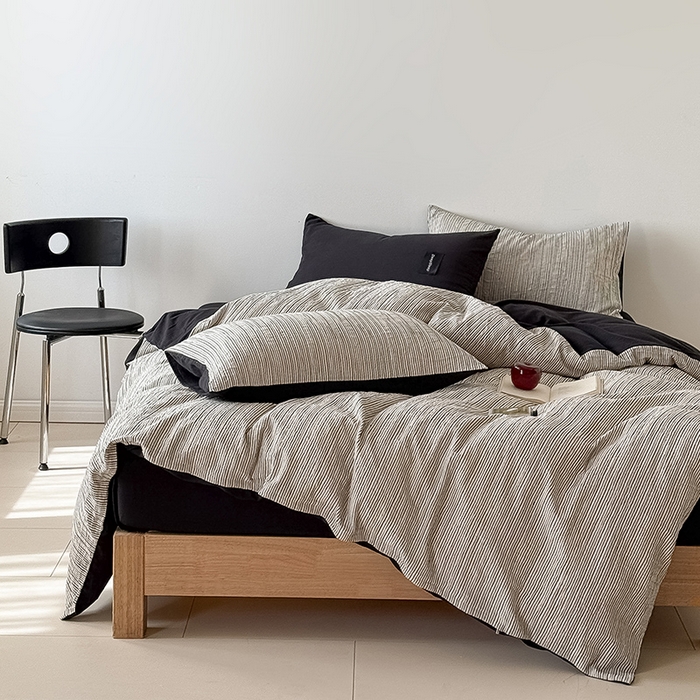 91家纺网 家纺一手货源 找家纺 （总）Mr.pig猪先生水洗棉 2025新款全棉纯棉色织立体人字纹四件套-素雅肌理系列