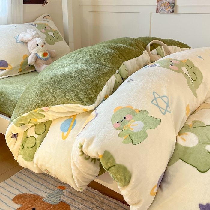 91家纺网 家纺一手货源 找家纺 （总）川悦生活 2025新款加厚保暖高克重牛奶绒宿舍三件套