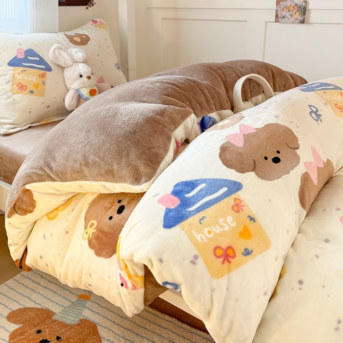 91家纺网 家纺一手货源 找家纺 （总）川悦生活 2025新款加厚保暖高克重牛奶绒宿舍三件套