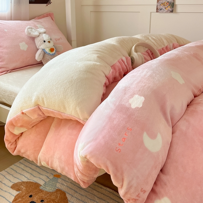 91家纺网 家纺一手货源 找家纺 （总）川悦生活 2025新款加厚保暖高克重牛奶绒宿舍三件套