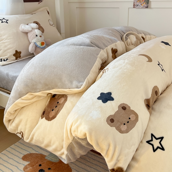 91家纺网 家纺一手货源 找家纺 （总）川悦生活 2025新款加厚保暖高克重牛奶绒宿舍三件套