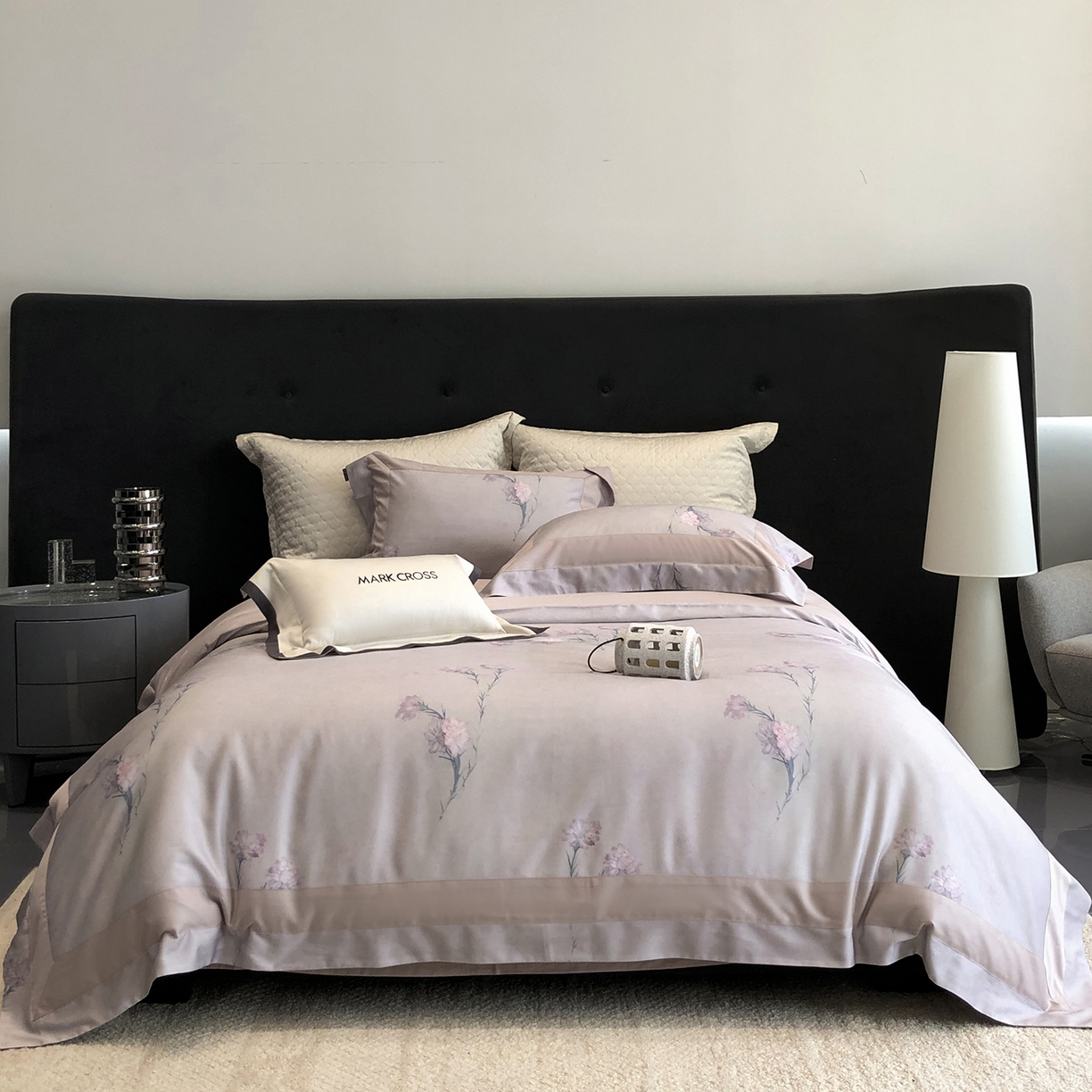 91家纺网 家纺一手货源 找家纺 （总）佳汐蓝家纺 2025新款法式浪漫花卉超细旦天丝棉磨毛系列四件套-热淇淋