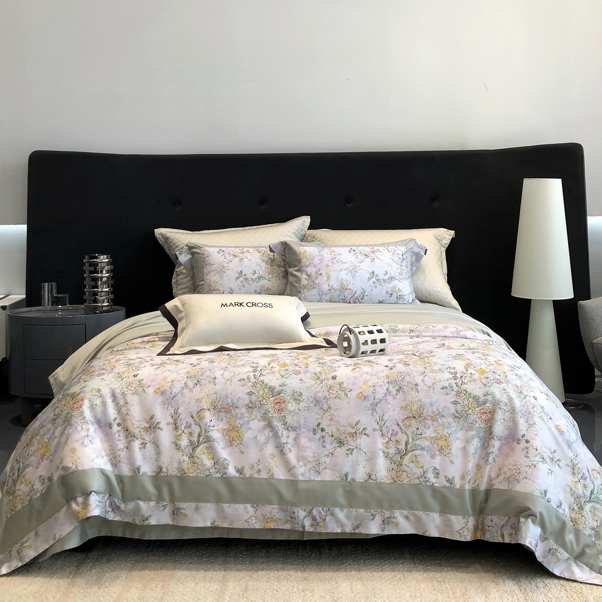 91家纺网 家纺一手货源 找家纺 （总）佳汐蓝家纺 2025新款法式浪漫花卉超细旦天丝棉磨毛系列四件套-热淇淋