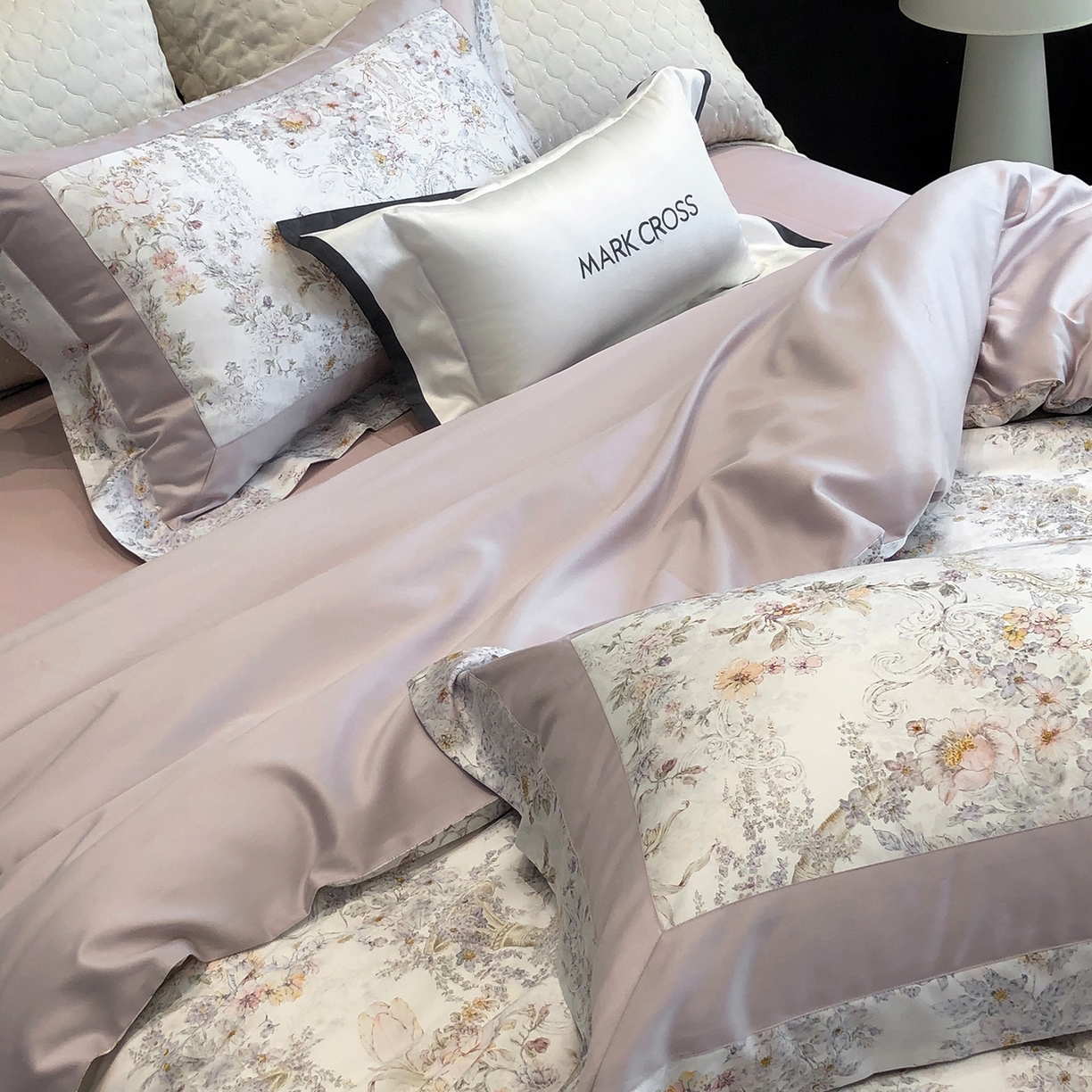 91家纺网 家纺一手货源 找家纺 （总）佳汐蓝家纺 2025新款法式浪漫花卉超细旦天丝棉磨毛系列四件套-热淇淋