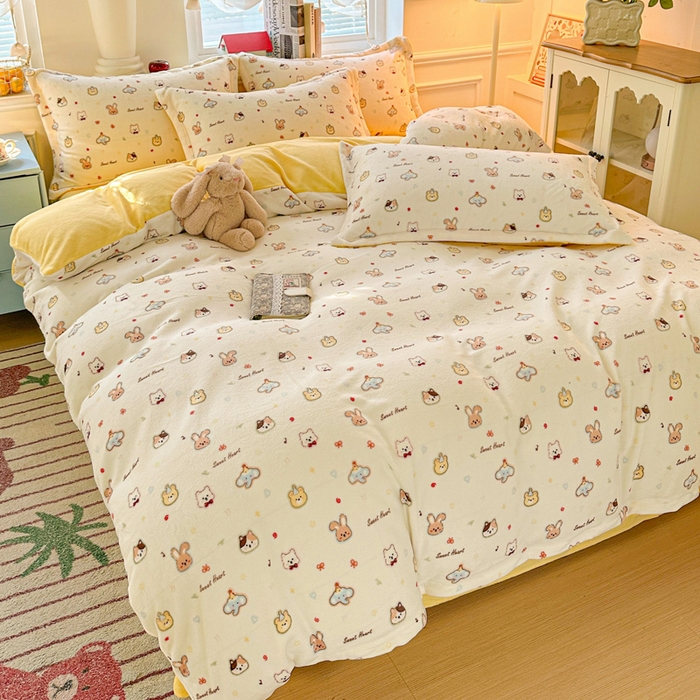 91家纺网 家纺一手货源 找家纺 （总）卡普 2025新款牛奶绒印花四件套