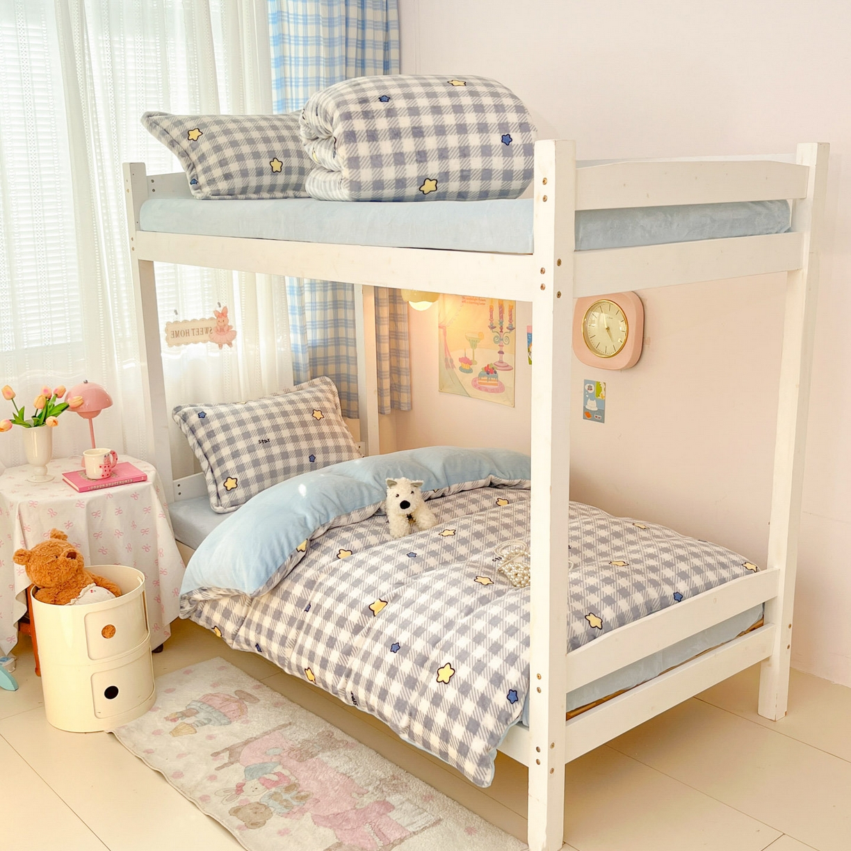 91家纺网 家纺一手货源 找家纺 川悦生活 2025新款加厚保暖高克重牛奶绒宿舍三件套 简空星号