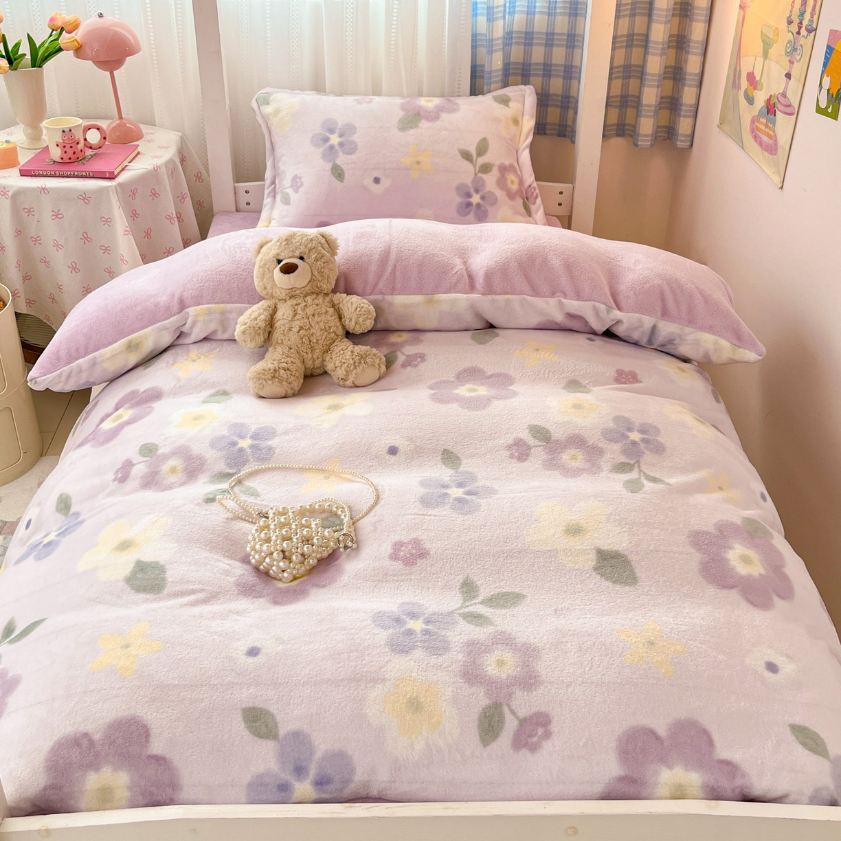 91家纺网 家纺一手货源 找家纺 川悦生活 2025新款加厚保暖高克重牛奶绒宿舍三件套 莉莉柒缇