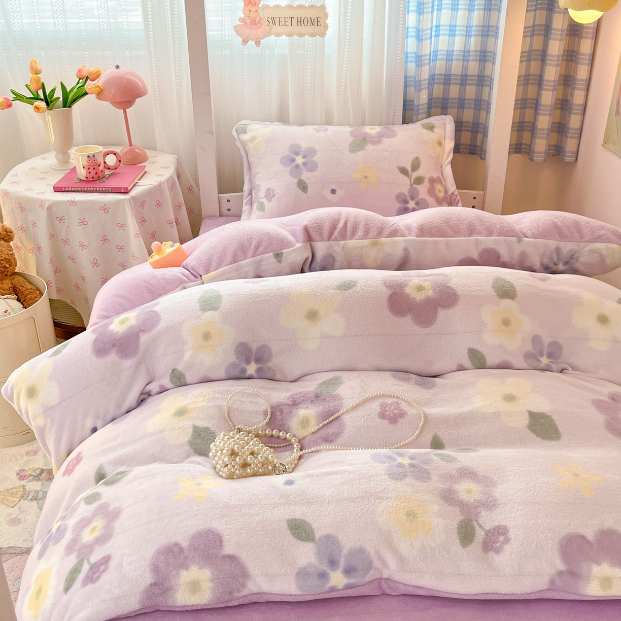 91家纺网 家纺一手货源 找家纺 川悦生活 2025新款加厚保暖高克重牛奶绒宿舍三件套 莉莉柒缇