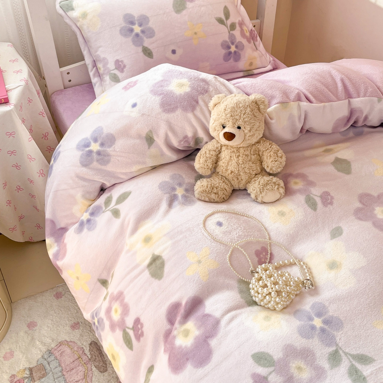 91家纺网 家纺一手货源 找家纺 川悦生活 2025新款加厚保暖高克重牛奶绒宿舍三件套 莉莉柒缇