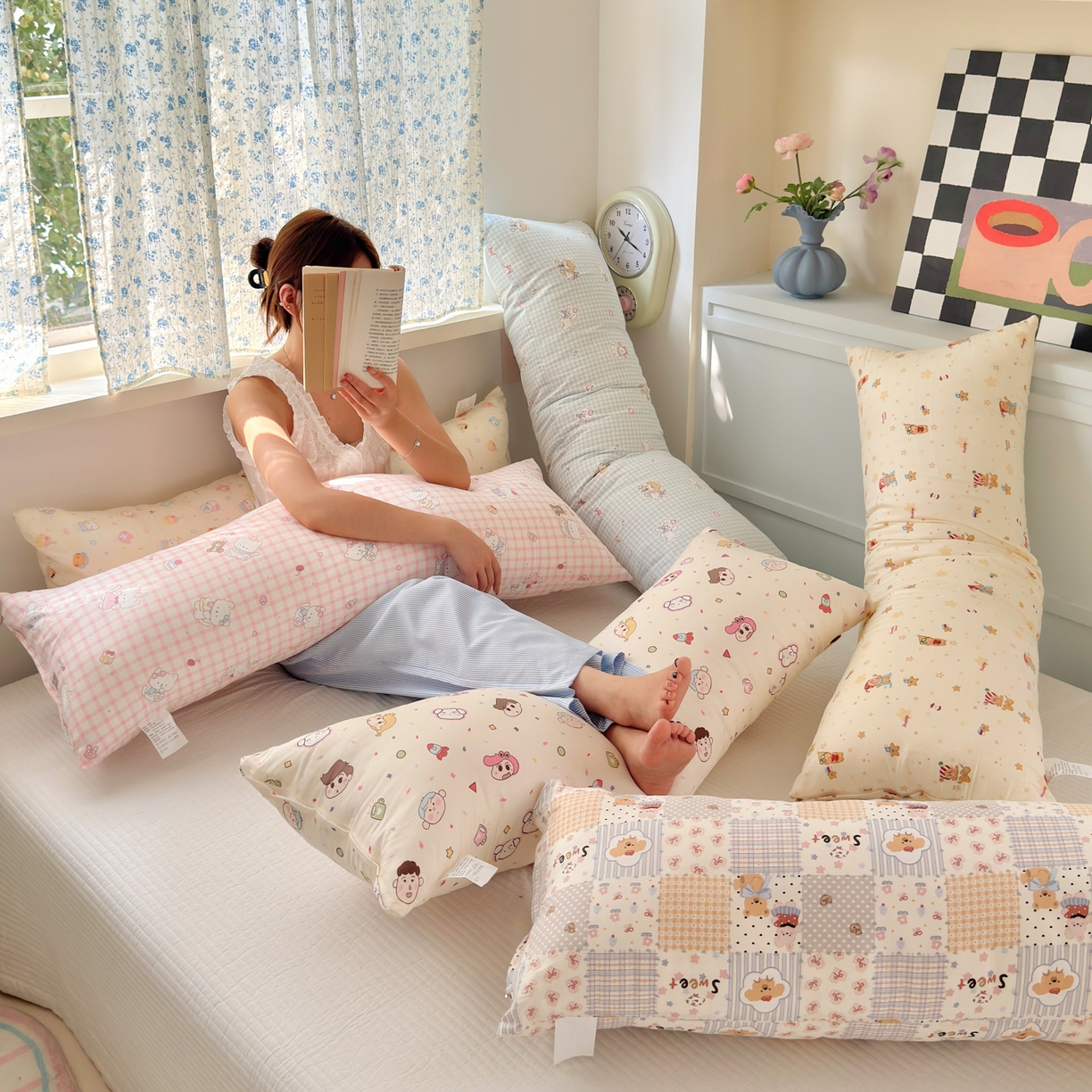 91家纺网 家纺一手货源 找家纺 乐童家纺 2025新款解压神器夹腿长条抱枕 组合图