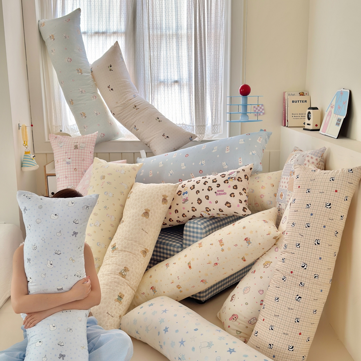 乐童家纺 2025新款解压神器夹腿长条抱枕 组合图