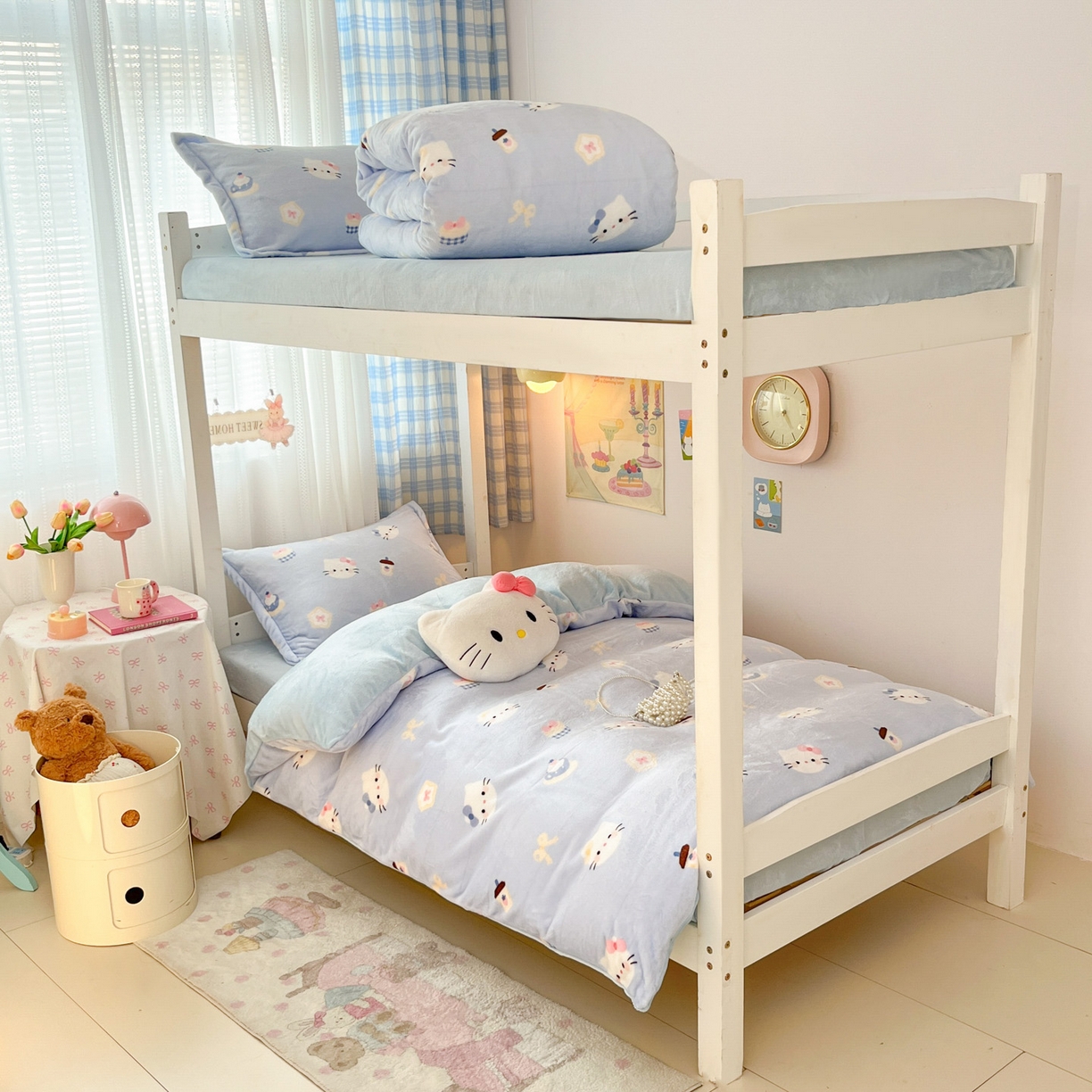 91家纺网 家纺一手货源 找家纺 川悦生活 2025新款加厚保暖高克重牛奶绒宿舍三件套 晴空小喵