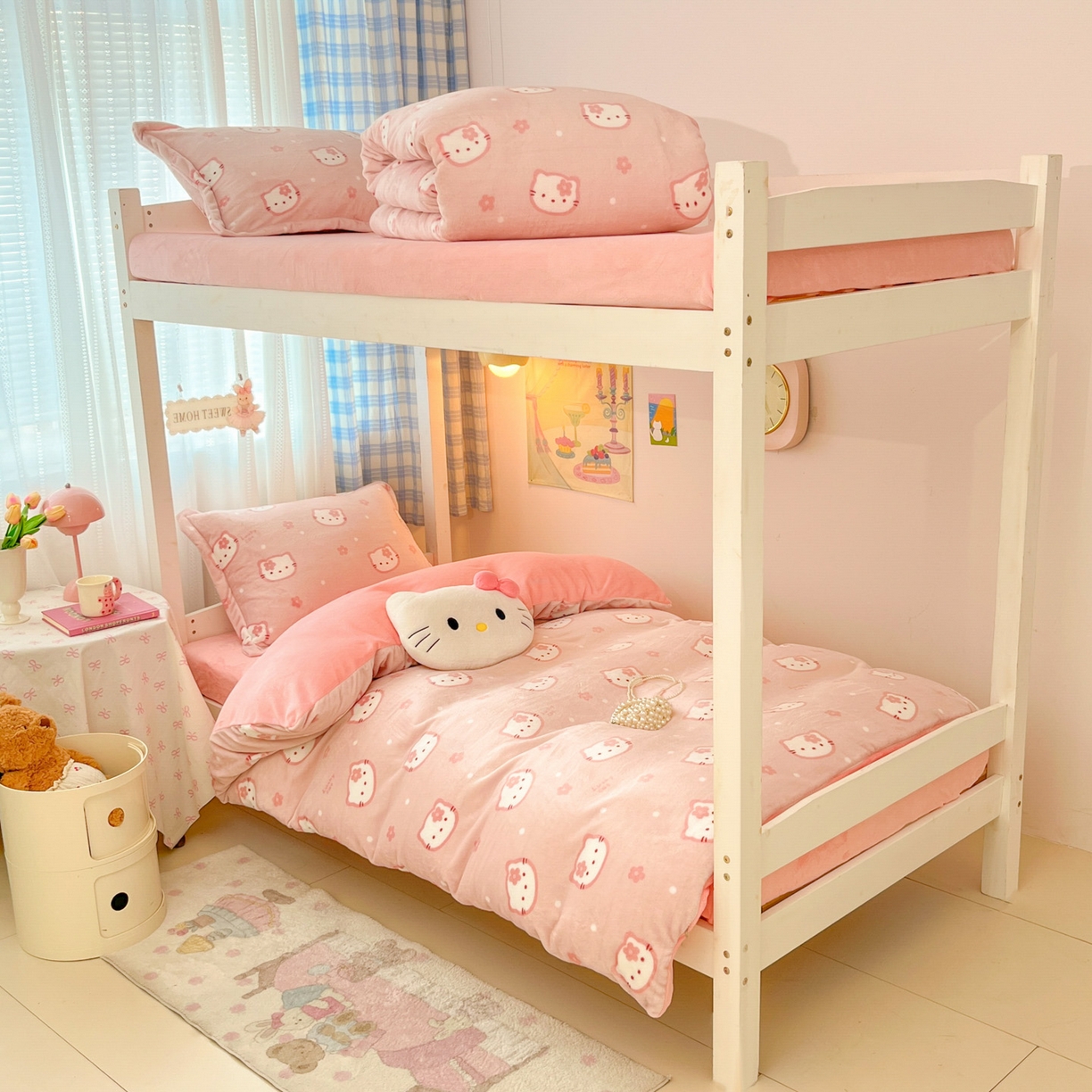 91家纺网 家纺一手货源 找家纺 川悦生活 2025新款加厚保暖高克重牛奶绒宿舍三件套 少女喵喵