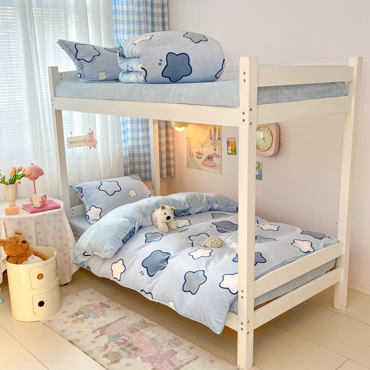 91家纺网 家纺一手货源 找家纺 川悦生活 2025新款加厚保暖高克重牛奶绒宿舍三件套 天空星系