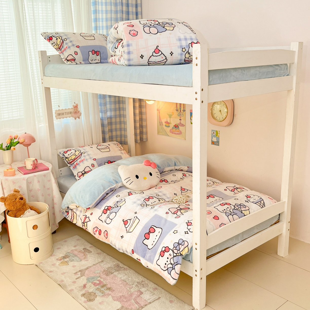 91家纺网 家纺一手货源 找家纺 川悦生活 2025新款加厚保暖高克重牛奶绒宿舍三件套 甜茶小猫