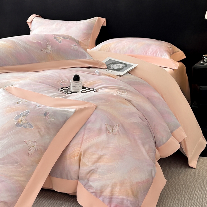 91家纺网 家纺一手货源 找家纺 （总）博纳家纺 2025新款正宗3221纯棉磨毛全棉印绣拼角四件套-幻影