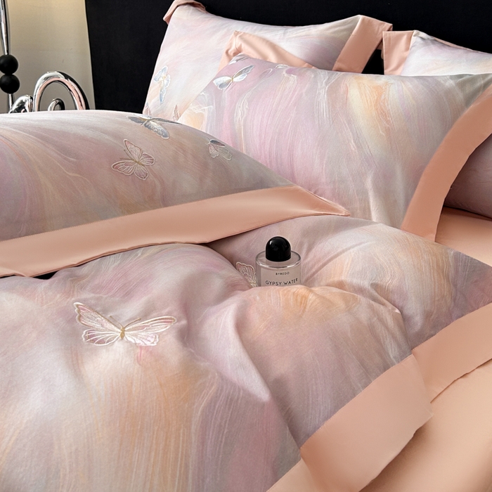 91家纺网 家纺一手货源 找家纺 （总）博纳家纺 2025新款正宗3221纯棉磨毛全棉印绣拼角四件套-幻影