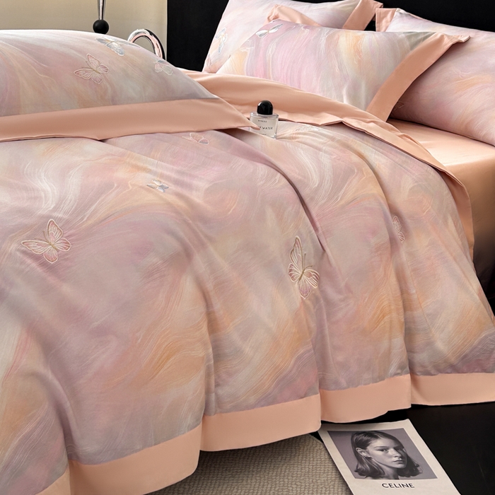 91家纺网 家纺一手货源 找家纺 （总）博纳家纺 2025新款正宗3221纯棉磨毛全棉印绣拼角四件套-幻影