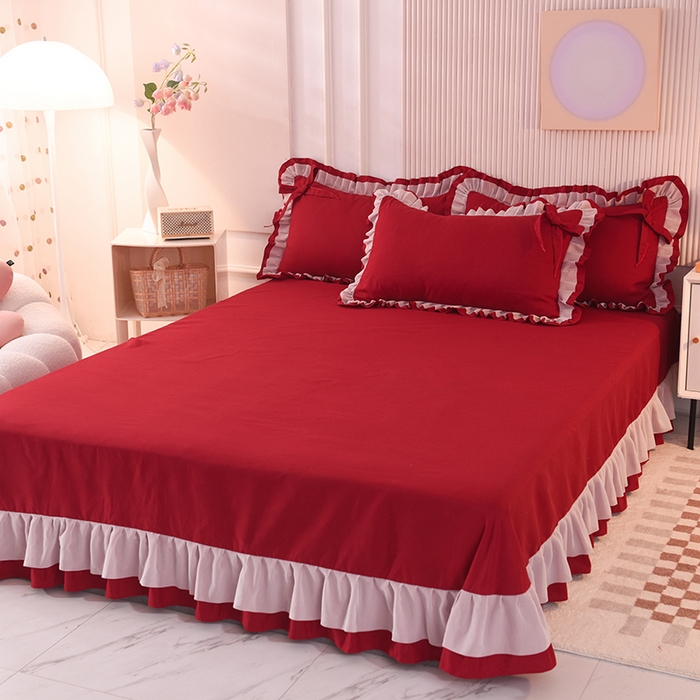 91家纺网 家纺一手货源 找家纺 （总）后庭寝室 2025新款公主风亲肤磨毛蝴蝶结四件套-爱巢