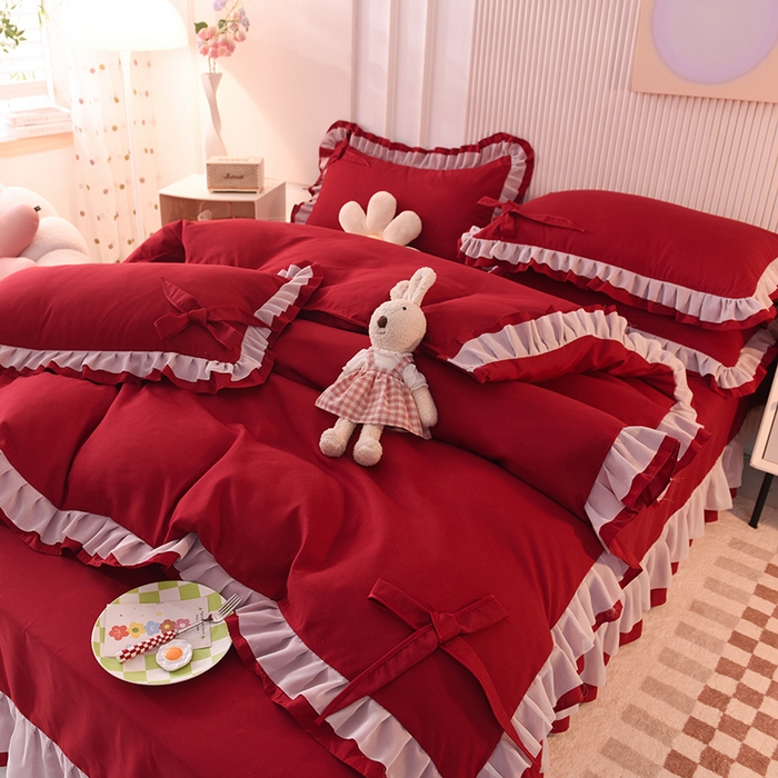 （总）后庭寝室 2025新款公主风亲肤磨毛蝴蝶结四件套-爱巢