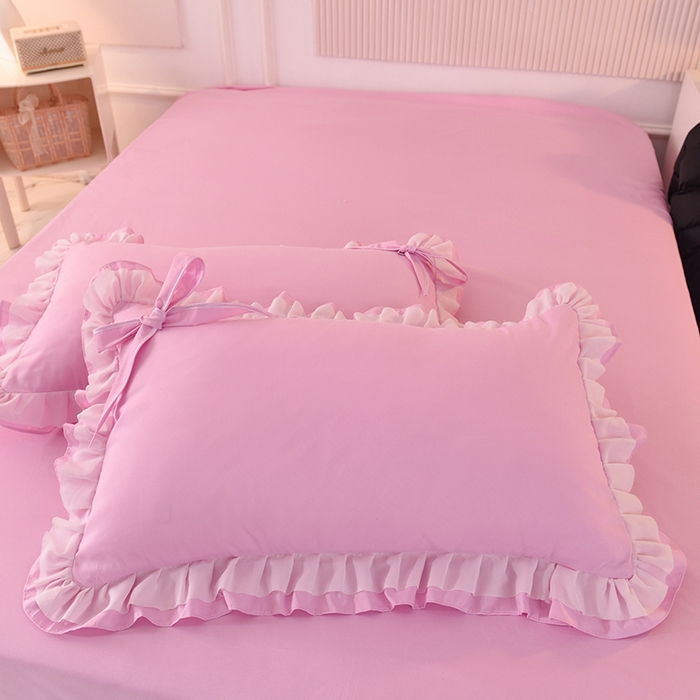 91家纺网 家纺一手货源 找家纺 后庭寝室 2025新款公主风亲肤磨毛蝴蝶结四件套-爱巢 爱巢-粉色