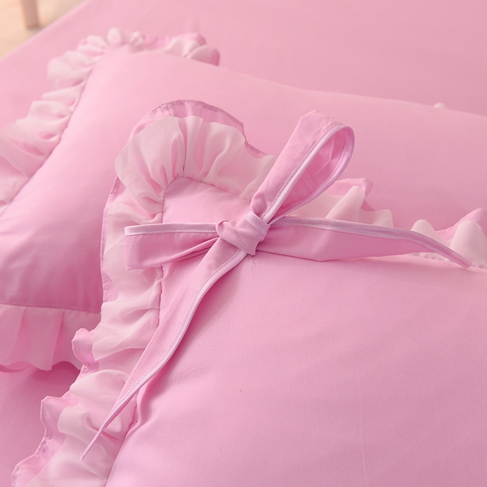 91家纺网 家纺一手货源 找家纺 后庭寝室 2025新款公主风亲肤磨毛蝴蝶结四件套-爱巢 爱巢-粉色