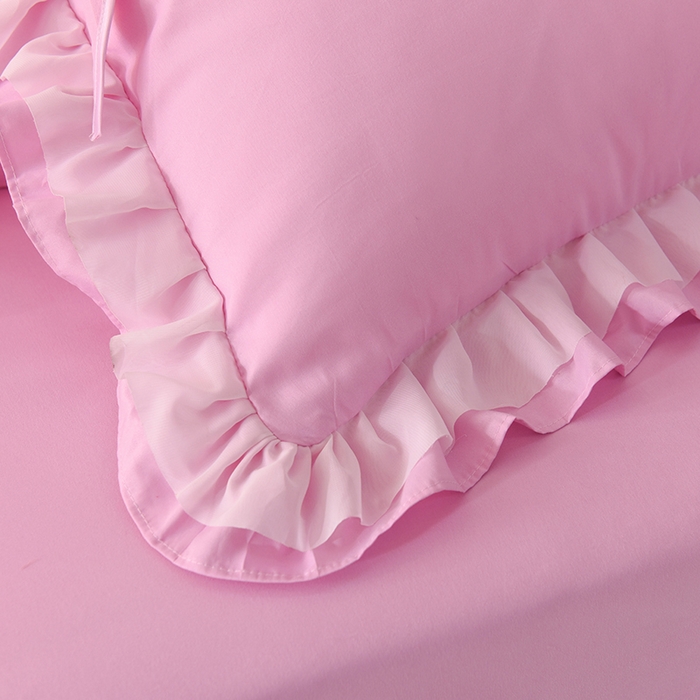 91家纺网 家纺一手货源 找家纺 后庭寝室 2025新款公主风亲肤磨毛蝴蝶结四件套-爱巢 爱巢-粉色