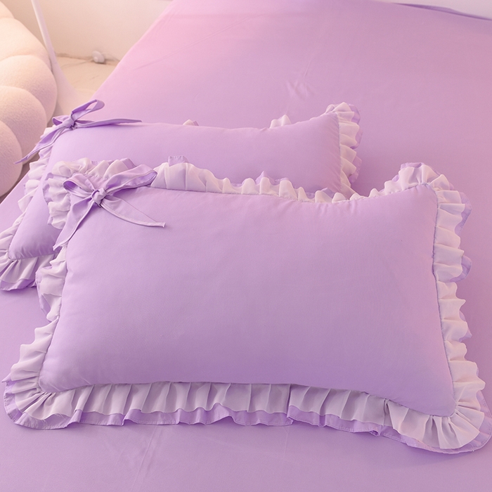 91家纺网 家纺一手货源 找家纺 后庭寝室 2025新款公主风亲肤磨毛蝴蝶结四件套-爱巢 爱巢-浅紫