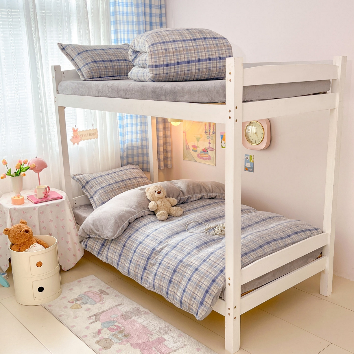 91家纺网 家纺一手货源 找家纺 川悦生活 2025新款加厚保暖高克重牛奶绒宿舍三件套 屋顶格格