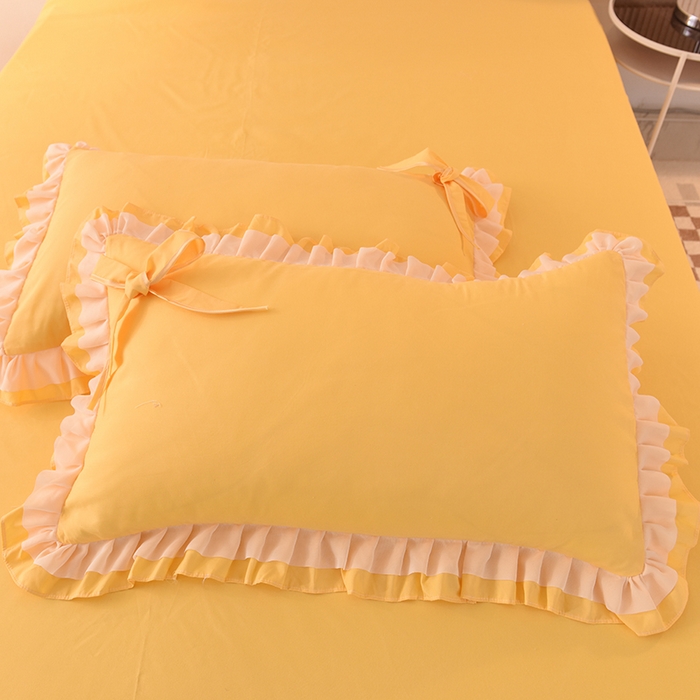 91家纺网 家纺一手货源 找家纺 后庭寝室 2025新款公主风亲肤磨毛蝴蝶结四件套-爱巢 爱巢-暖黄