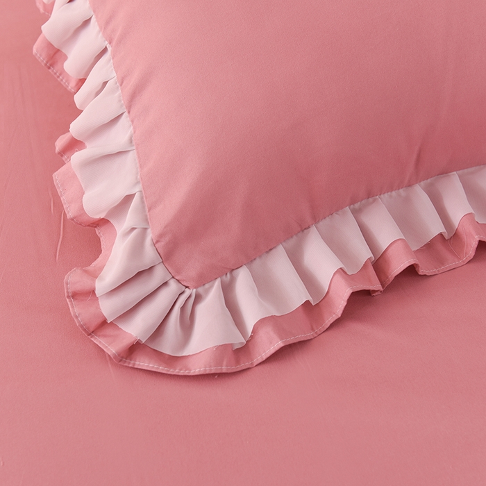 91家纺网 家纺一手货源 找家纺 后庭寝室 2025新款公主风亲肤磨毛蝴蝶结四件套-爱巢 爱巢-豆沙