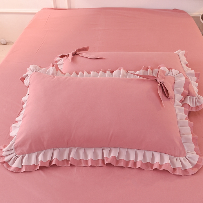 91家纺网 家纺一手货源 找家纺 后庭寝室 2025新款公主风亲肤磨毛蝴蝶结四件套-爱巢 爱巢-豆沙