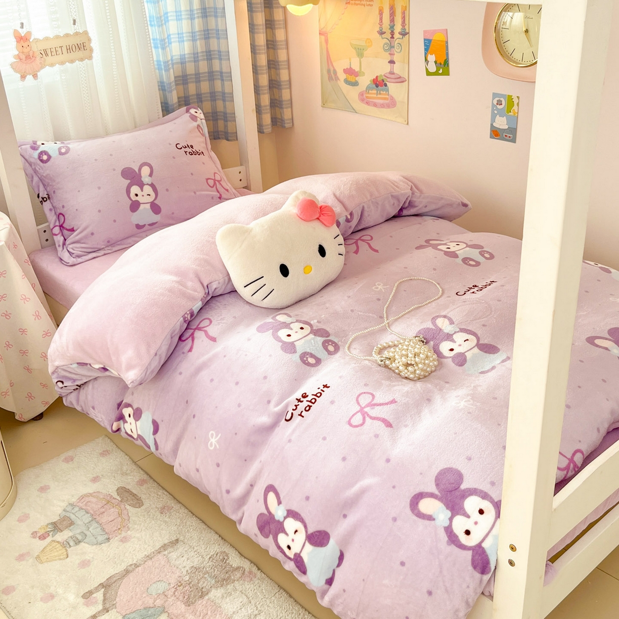 91家纺网 家纺一手货源 找家纺 川悦生活 2025新款加厚保暖高克重牛奶绒宿舍三件套 香芋奶茶