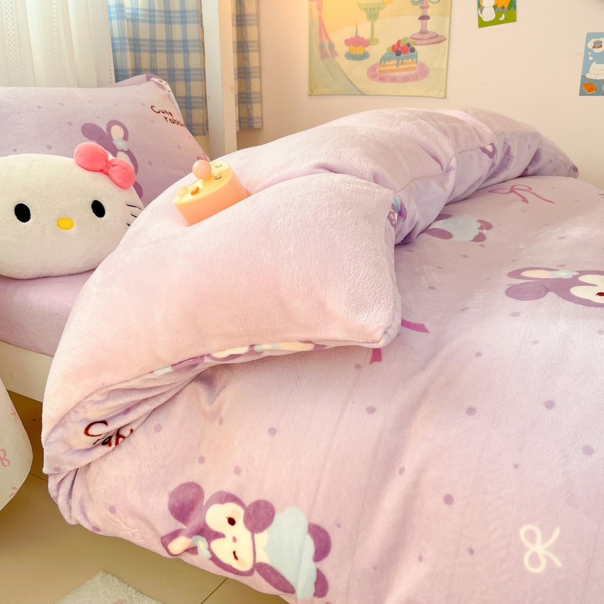 91家纺网 家纺一手货源 找家纺 川悦生活 2025新款加厚保暖高克重牛奶绒宿舍三件套 香芋奶茶